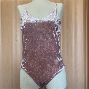 Pink velvet body suit